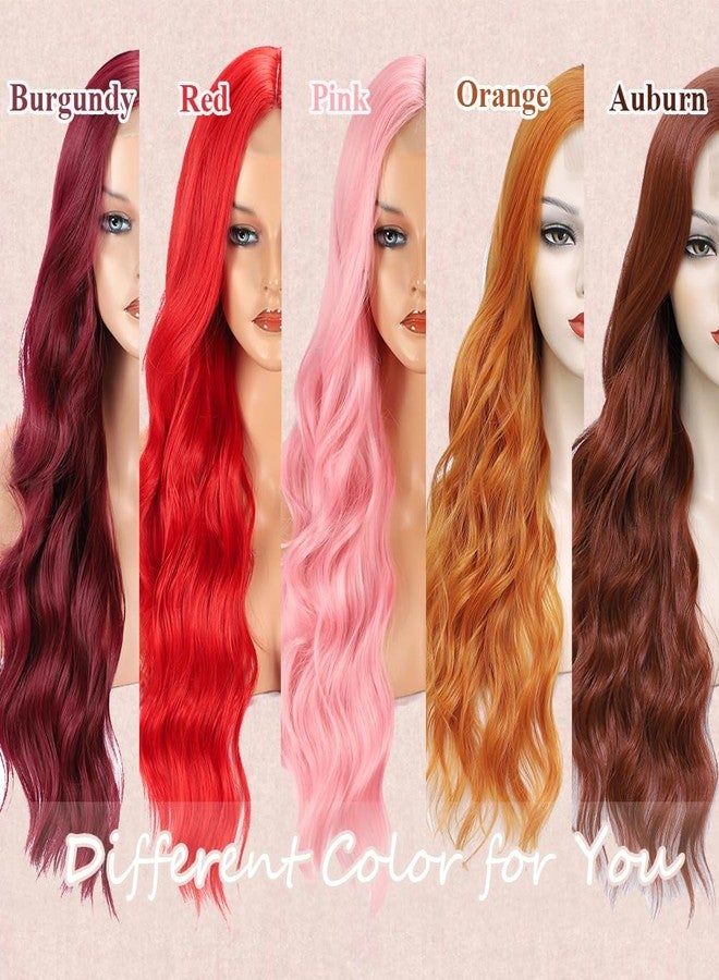 Colorful Queen 99j Burgundy Wig Glueless Long Wavy Synthetic Red Wigs for Women 26 Inch Curly Wig Put on and Go Wine Red Colored Wigs for Cosplay Daily Use - Image 5